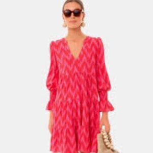 TUCKERNUCK|FLARED SLEEVE DRESS|POMANDER PLACE|HOT PINK IKAT KENZO DRESS